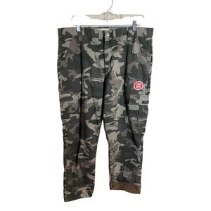 Wrangler Mens Fleece Lined Relaxed Fit Cargo Pants Camo Green 36x34 NEW
